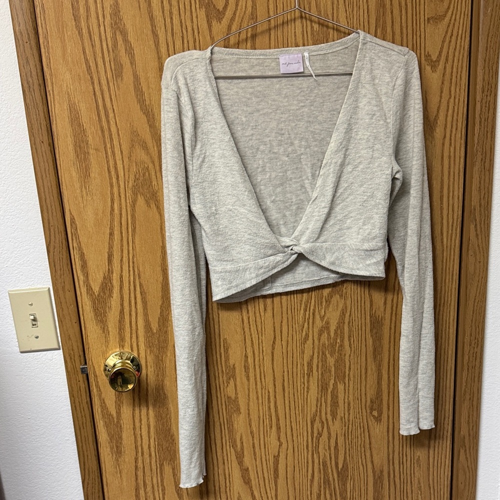 Urban Outfitters Heather Gray Twist Front Crop Top